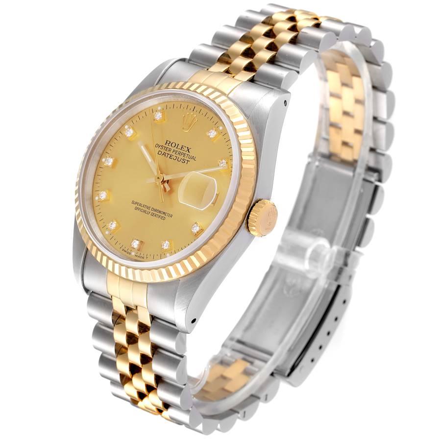 Rolex Datejust Stahl-Herrenuhr 16233 mit Champagner-Diamant-Zifferblatt im Angebot 1