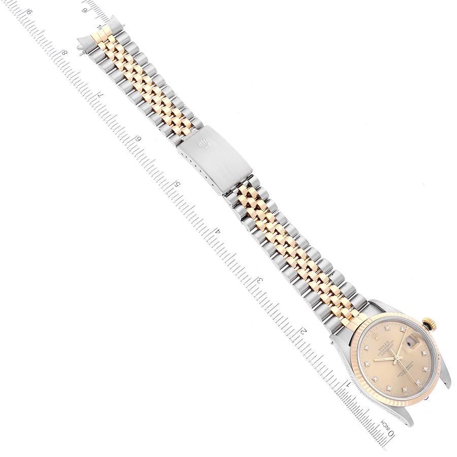 Rolex Datejust Steel Yellow Gold Champagne Diamond Dial Watch 16233 Box ...