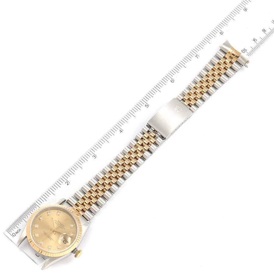 Rolex Datejust Steel Yellow Gold Champagne Diamond Dial Watch 16233 For Sale 6