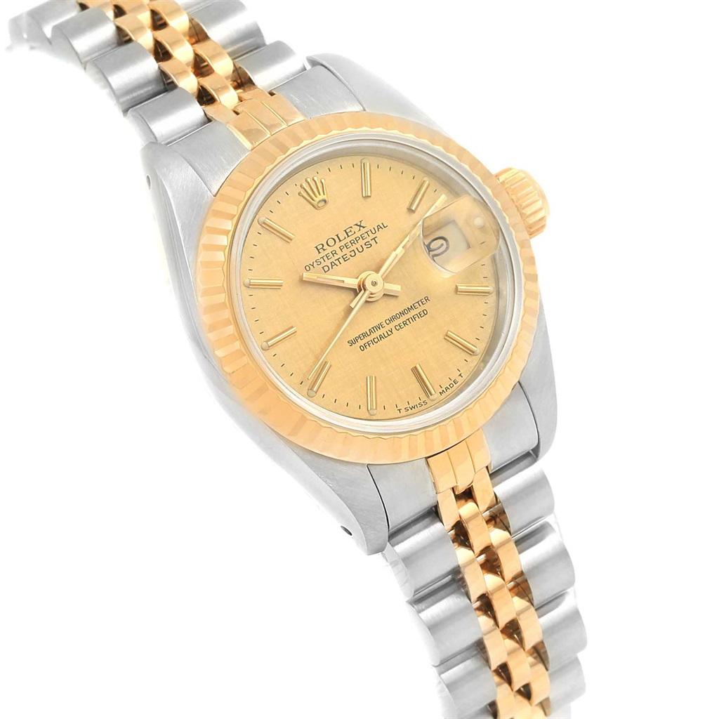 Rolex Datejust Steel Yellow Gold Champagne Linen Dial Ladies Watch 69173 2