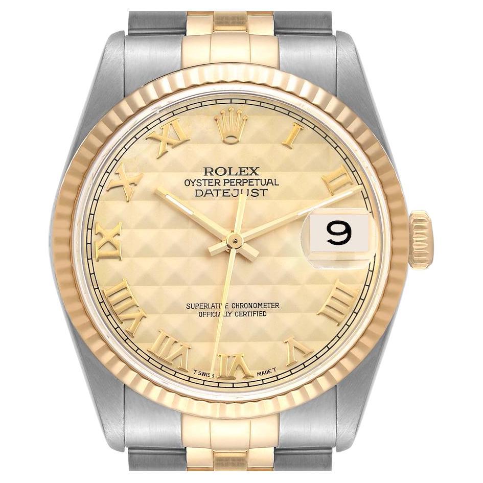 Rolex Datejust Steel Yellow Gold Pyramid Roman Dial Mens Watch 116233 For  Sale at 1stDibs | rolex datejust pyramid dial, pyramid dial rolex, rolex  datejust 36 pyramid dial