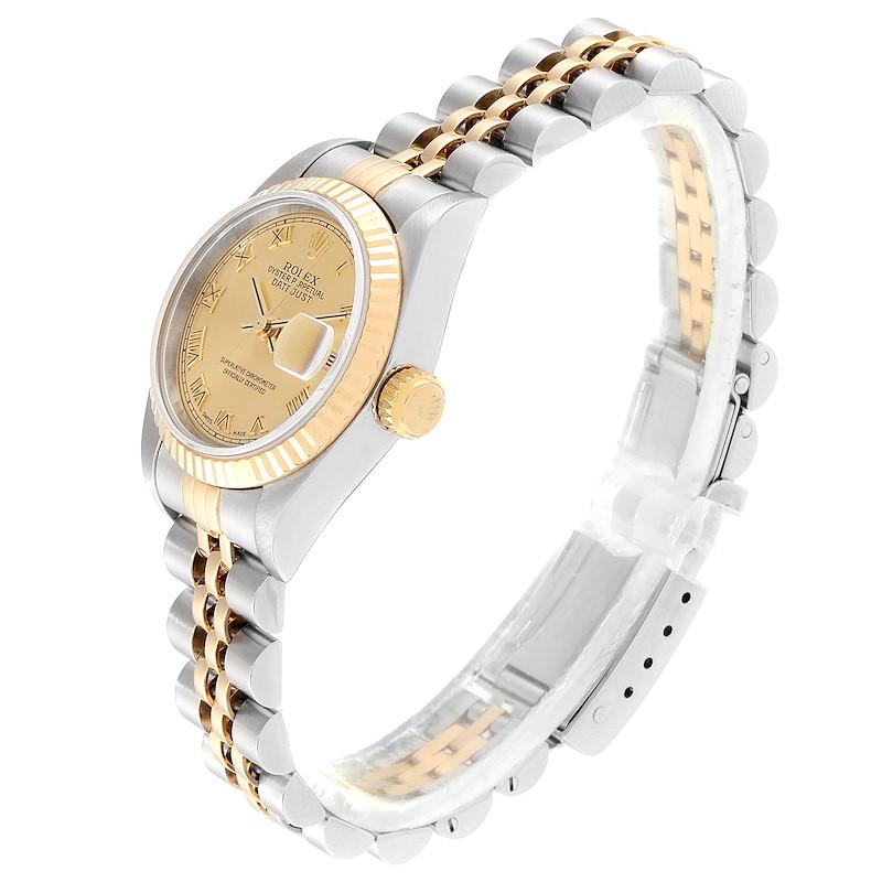 Women's Rolex Datejust Steel Yellow Gold Champagne Roman Dial Ladies Watch 69173 For Sale