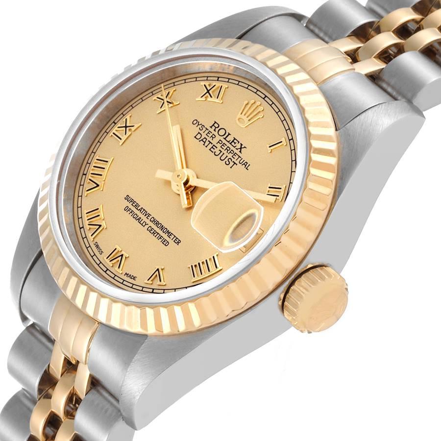 Women's Rolex Datejust Steel Yellow Gold Champagne Roman Dial Ladies Watch 79173