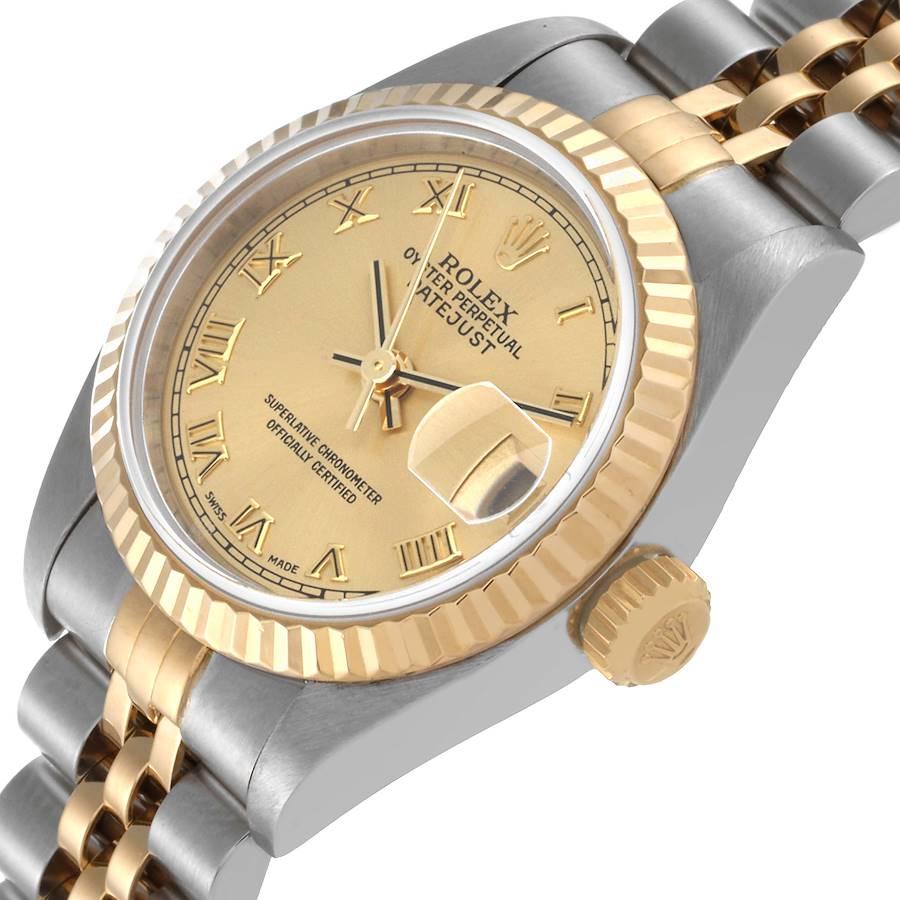 Rolex Datejust Steel Yellow Gold Champagne Roman Dial Ladies Watch 79173 1