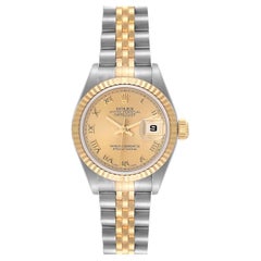 Rolex Datejust Steel Yellow Gold Champagne Roman Dial Ladies Watch 79173