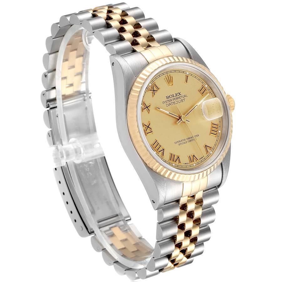 Rolex Datejust Steel Yellow Gold Champagne Roman Dial Men's Watch 16233 Box 1