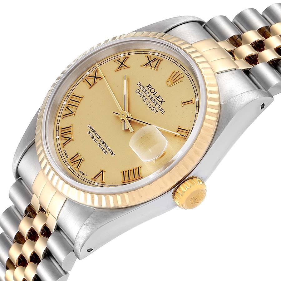Rolex Datejust Steel Yellow Gold Champagne Roman Dial Men's Watch 16233 Box 2