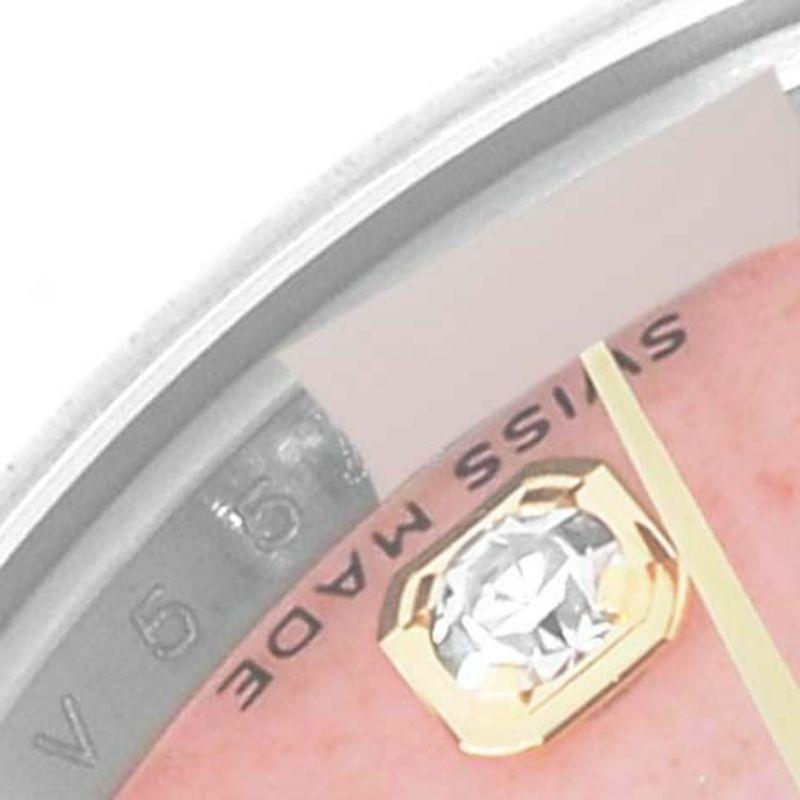 Rolex Montre Datejust en acier, or jaune, corail et cadran en diamants pour femmes 179173 en vente 2