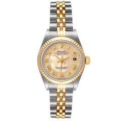 Rolex Montre Datejust en acier, or jaune et or décoré d'un cadran MOP 79173, avec boîte et papiers d'origine