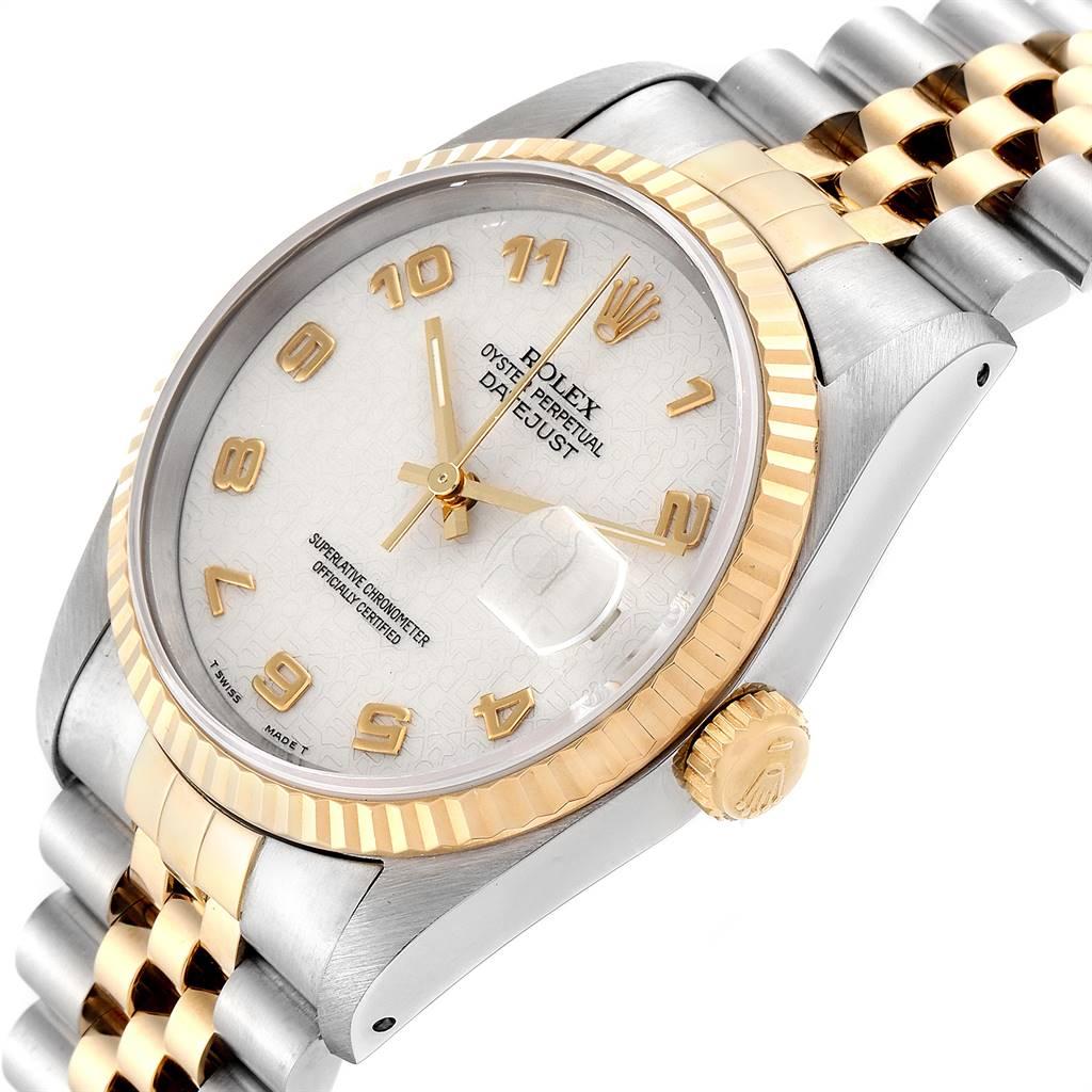 Rolex Datejust Steel Yellow Gold Dial Men's Watch 16233 Box Papers 2