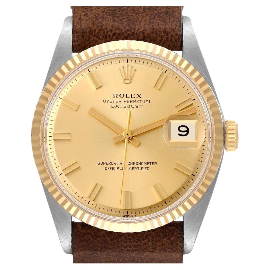 Rolex Datejust Steel Yellow Gold Dial Vintage Mens Watch 1601