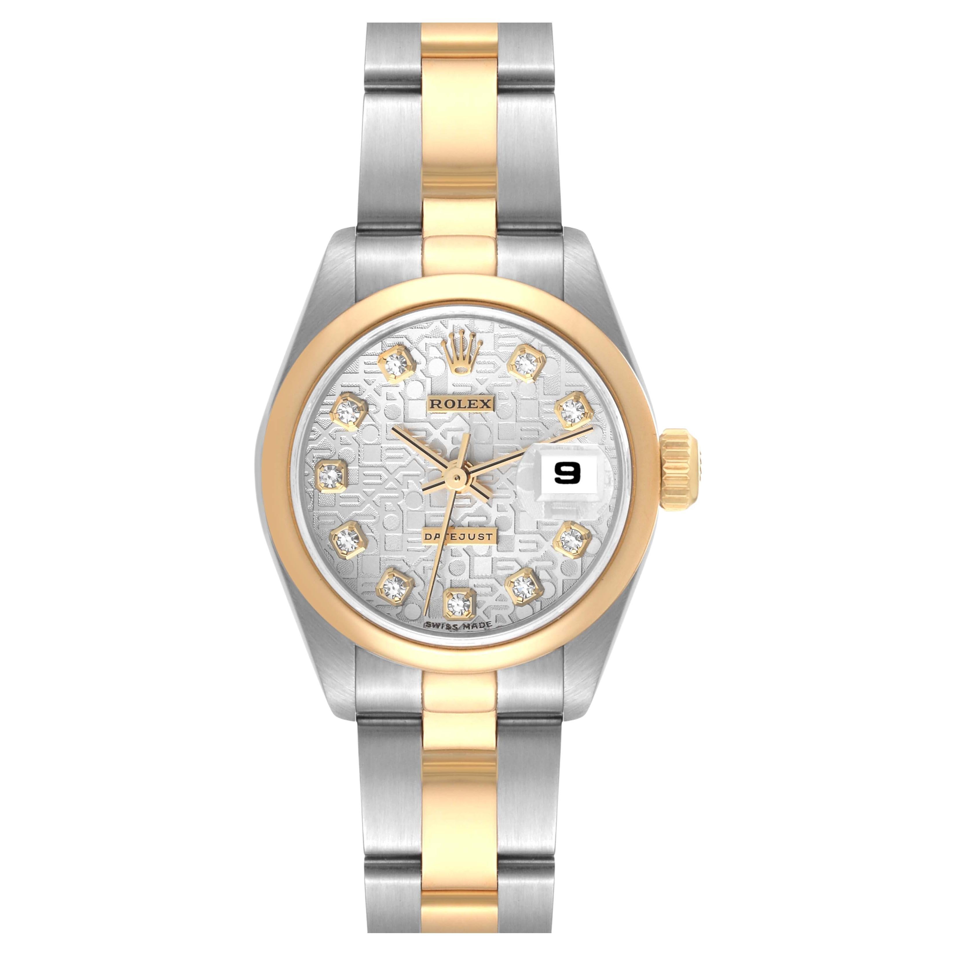 Rolex Datejust Steel Yellow Gold Diamond Anniversary Dial Ladies Watch 69163