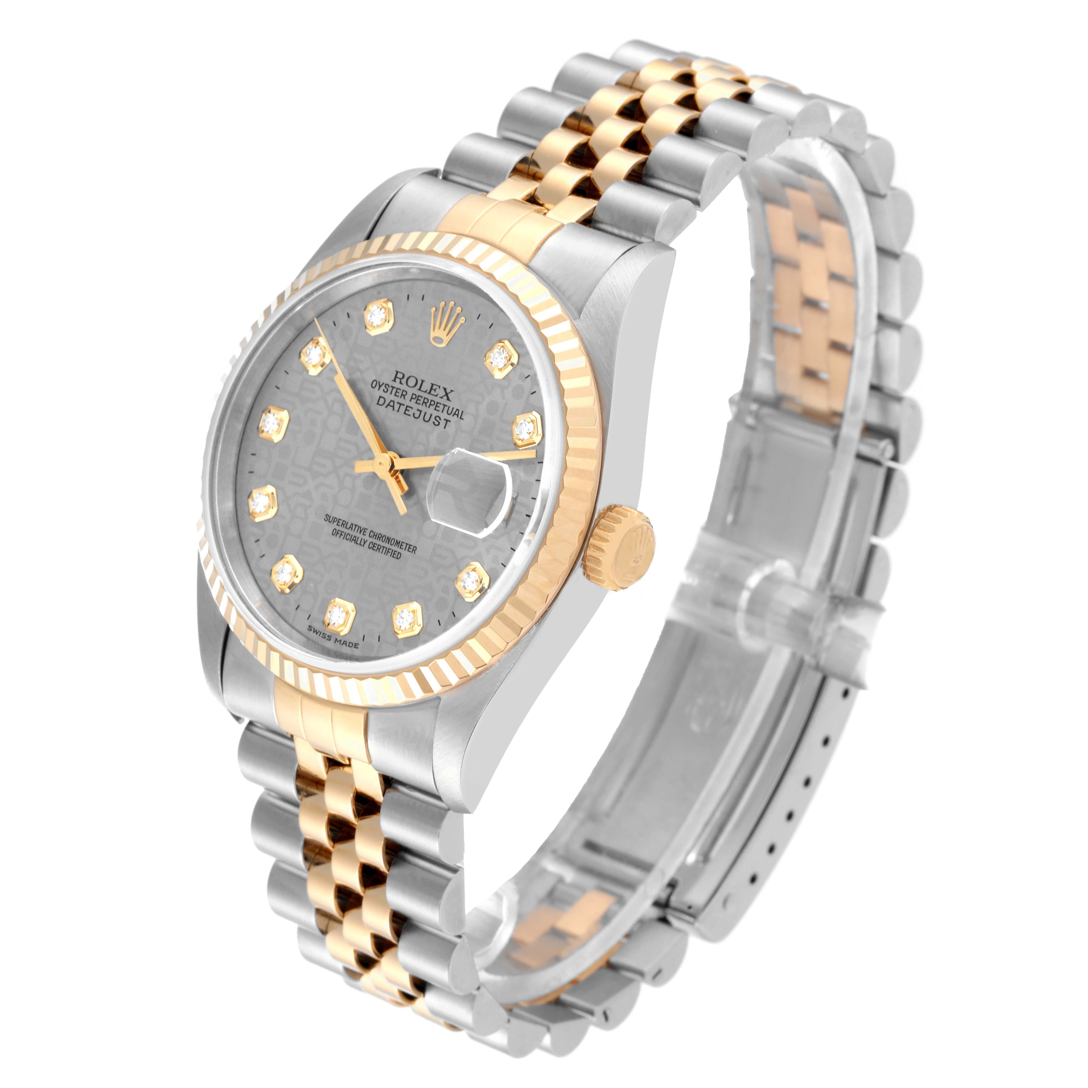 Men's Rolex Datejust Steel Yellow Gold Diamond Anniversary Dial Mens Watch 16233