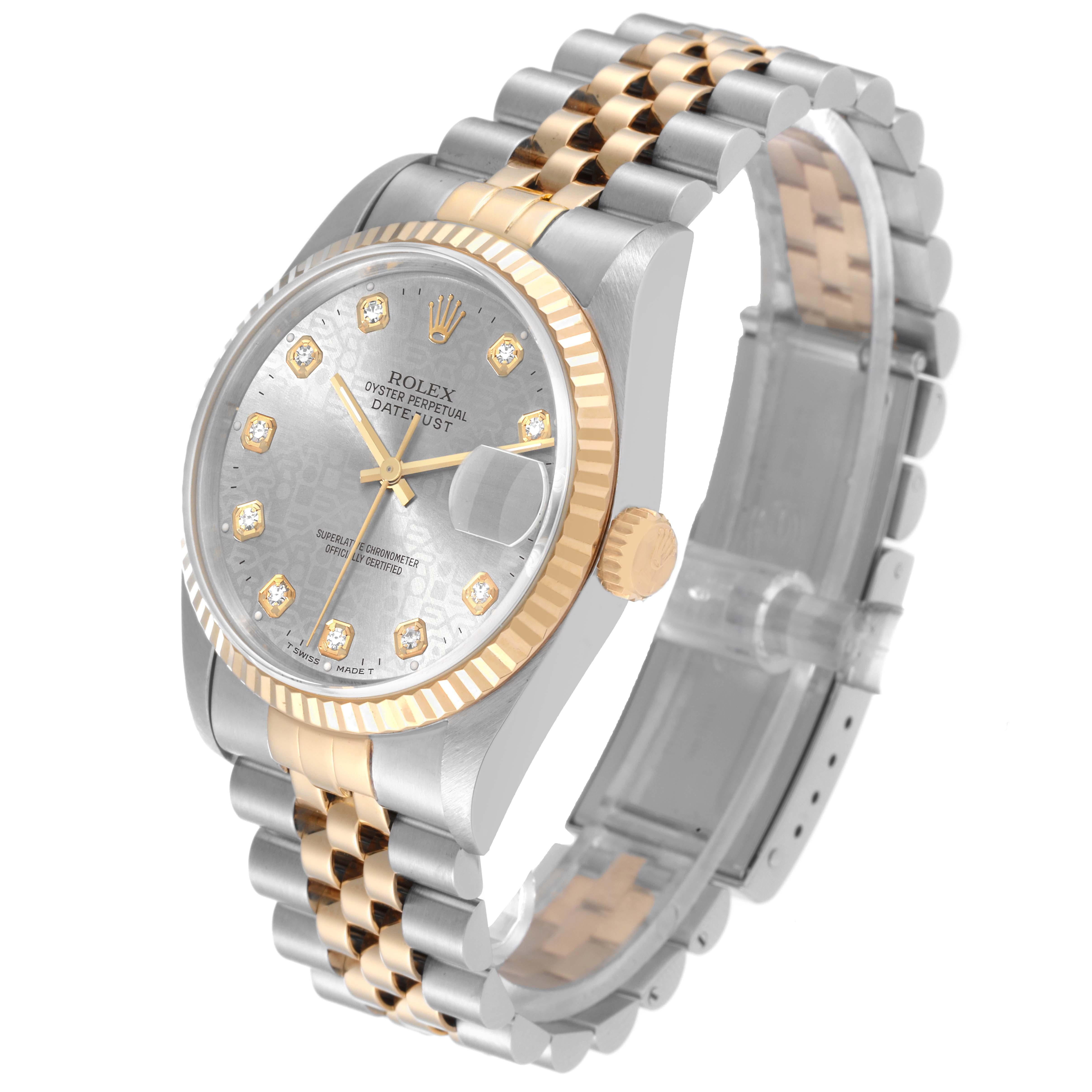 Men's Rolex Datejust Steel Yellow Gold Diamond Anniversary Dial Mens Watch 16233