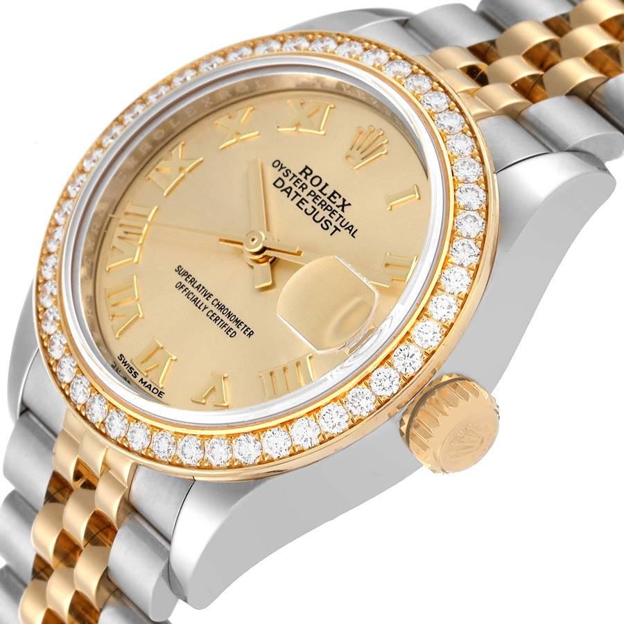 Rolex Datejust Steel Yellow Gold Diamond Bezel Ladies Watch 279383 Box Card In Excellent Condition In Atlanta, GA