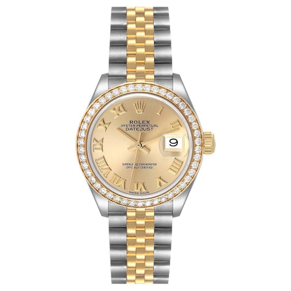 Rolex Datejust Steel Yellow Gold Diamond Bezel Ladies Watch 279383 Box Card