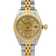 Rolex Datejust Steel Yellow Gold Diamond Champagne Dial Automatic Watch 79173