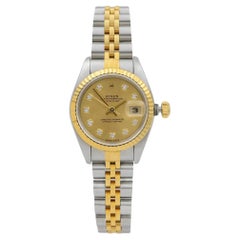 Rolex Datejust Steel Yellow Gold Diamond Champagne Dial Automatic Watch 79173