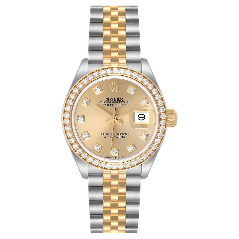 Rolex Datejust Acero Oro Amarillo Esfera Diamante Bisel Reloj Señora 279383 en venta