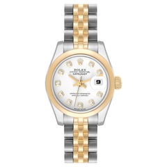 Rolex Datejust Steel Yellow Gold Diamond Dial Ladies Watch 179163