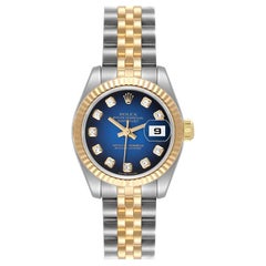 Rolex Datejust Acier Or Jaune Cadran Diamant Montre Femme 179173 Boîte Papiers