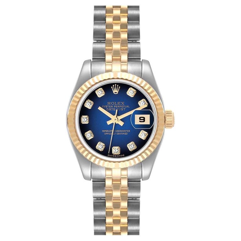 Rolex Lady-Datejust 179173 26mm Steel & Yellow Gold Watch Black Sundust  Dial Jubilee Band