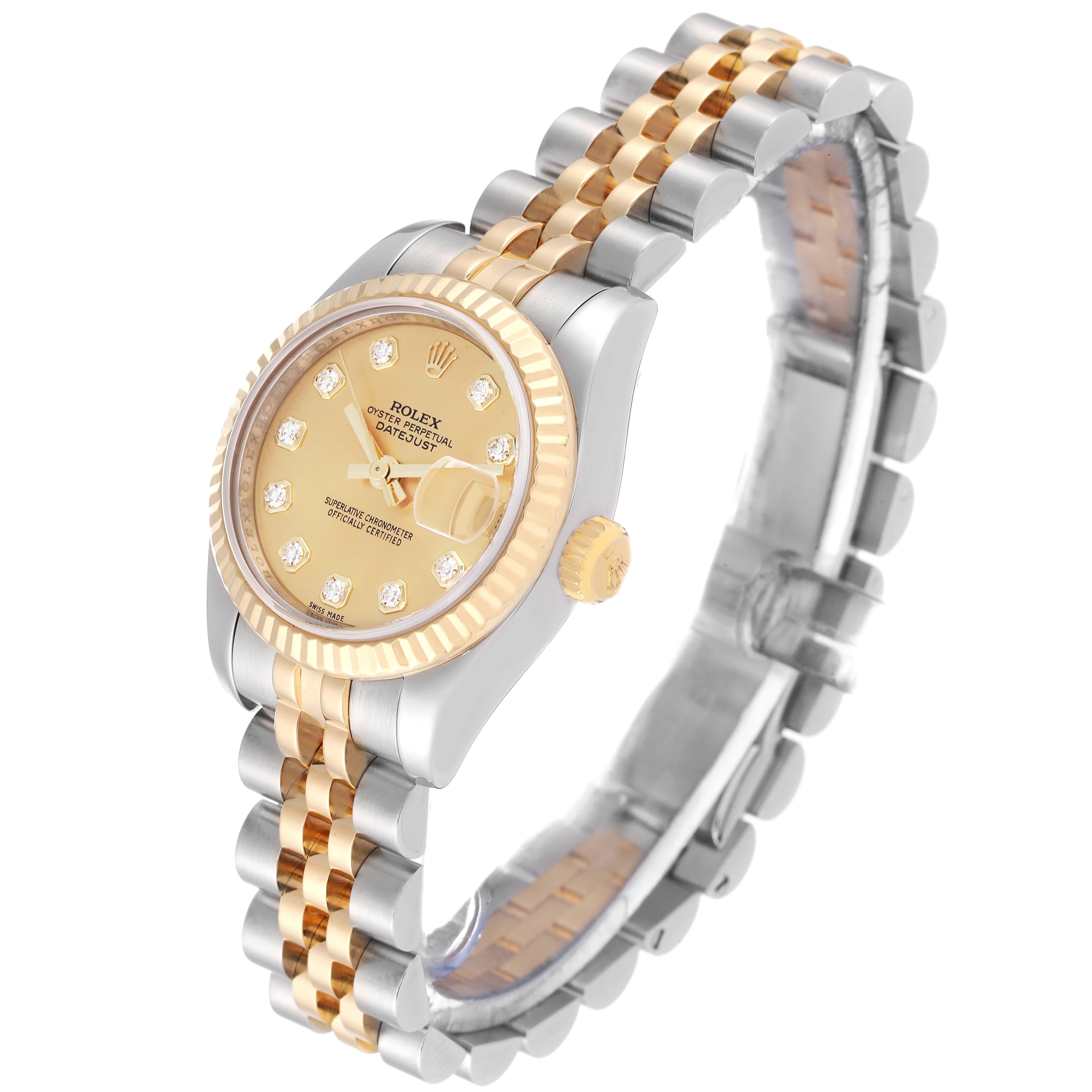 Women's Rolex Datejust Steel Yellow Gold Diamond Dial Ladies Watch 179173