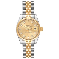 Rolex Datejust Steel Yellow Gold Diamond Dial Ladies Watch 179173