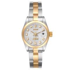 Rolex Datejust Steel Yellow Gold Diamond Dial Ladies Watch 69163 Box Papers