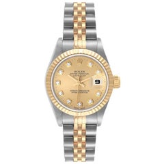 Rolex Datejust Steel Yellow Gold Diamond Dial Ladies Watch 69173 + 1 Extra Link
