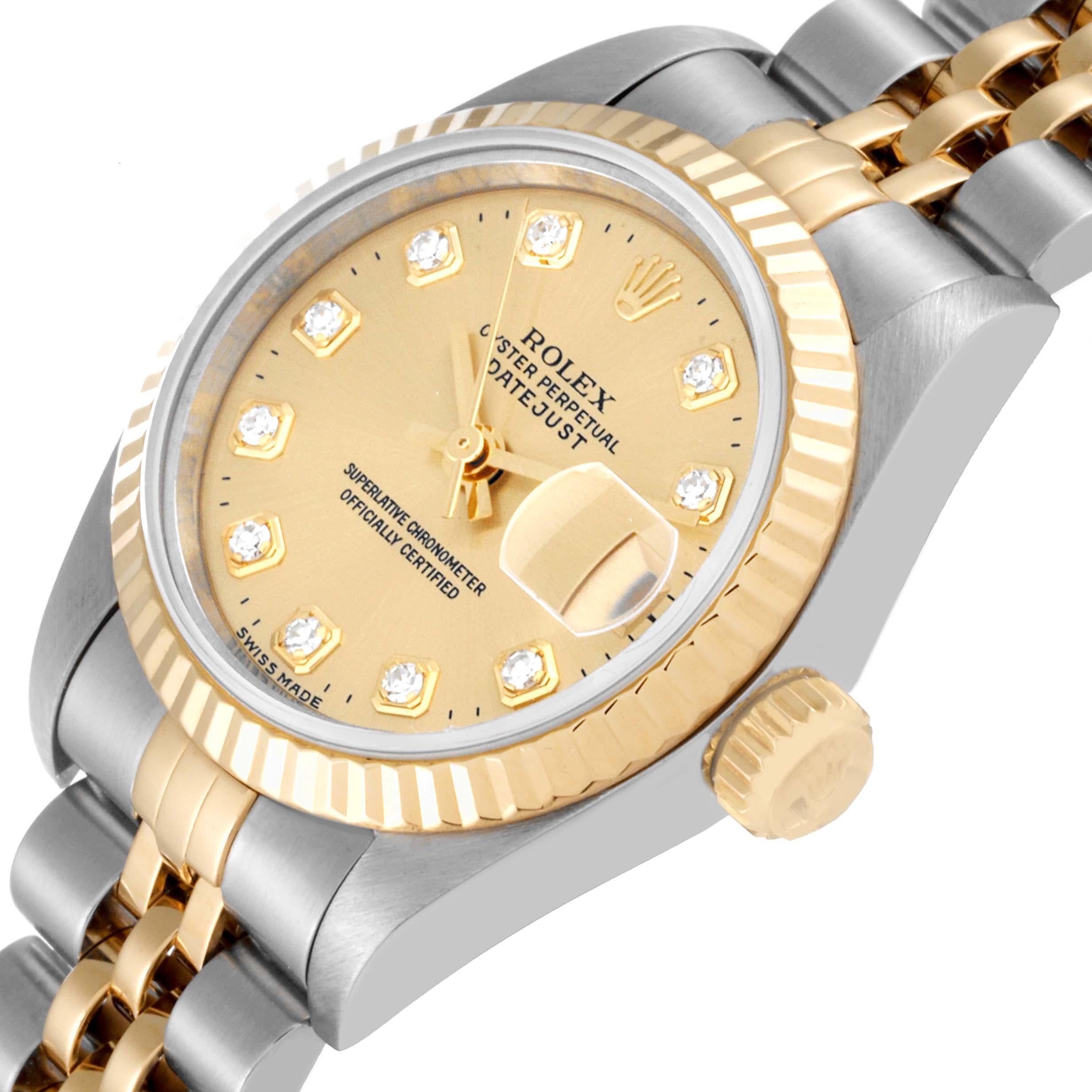 Rolex Datejust Steel Yellow Gold Diamond Dial Ladies Watch 69173 Box Papers 1