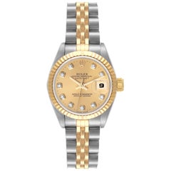 Rolex Datejust Steel Yellow Gold Diamond Dial Ladies Watch 69173 Box Papers Rolex Datejust Steel Yellow Gold Diamond Dial Ladies Watch 69173 Box Papers