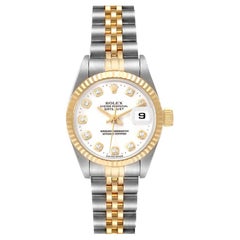 Rolex Datejust Steel Yellow Gold Diamond Dial Ladies Watch 69173 Box Papers