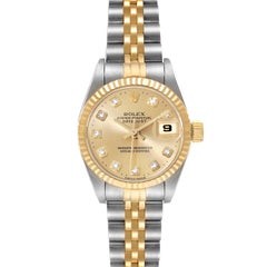 Rolex Datejust Steel Yellow Gold Diamond Dial Ladies Watch 69173 Box Papers Rolex Datejust Steel Yellow Gold Diamond Dial Ladies Watch 69173 Box Papers
