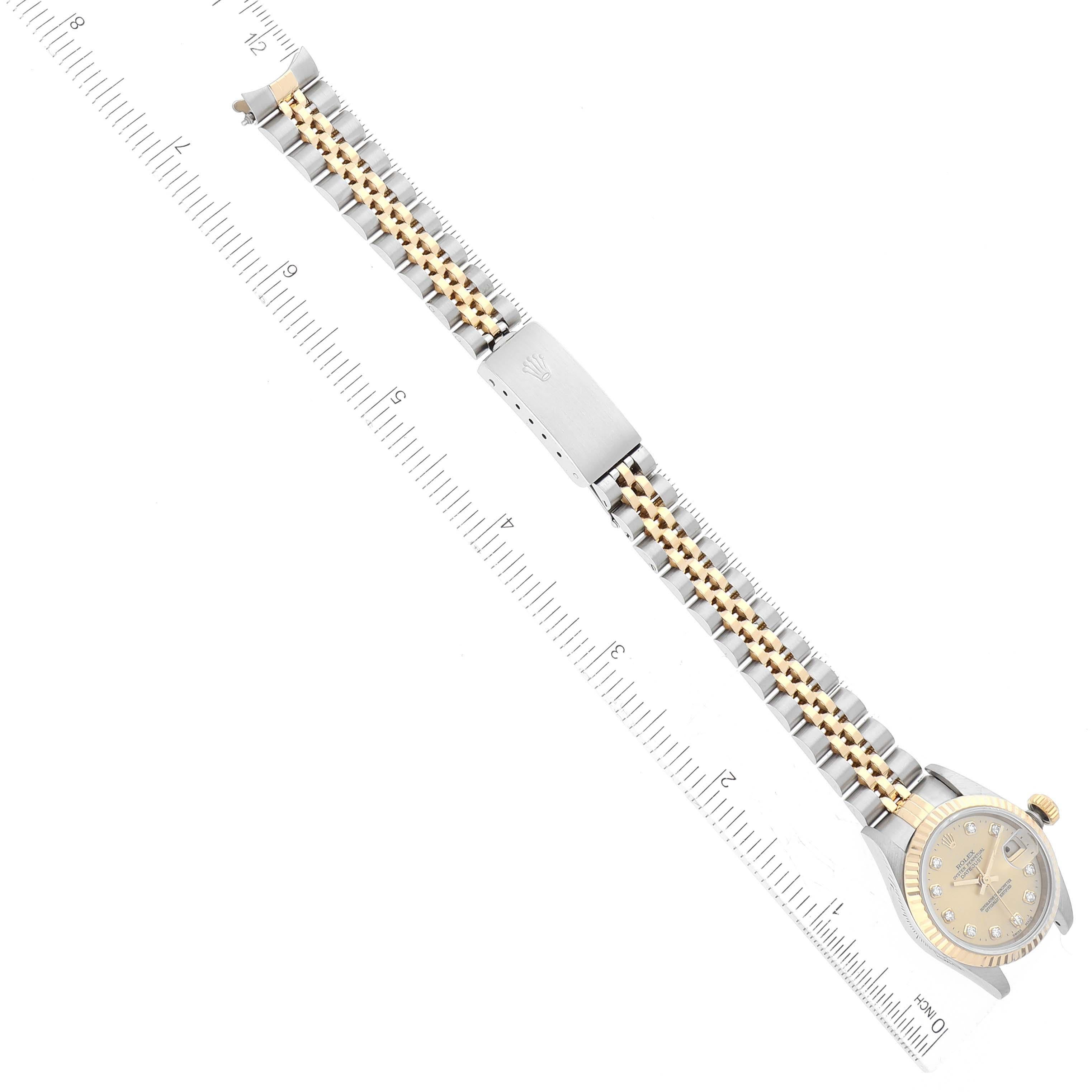 Rolex Datejust Damenuhr 69173 aus Stahl mit Gelbgold und Diamant-Zifferblatt im Angebot 7