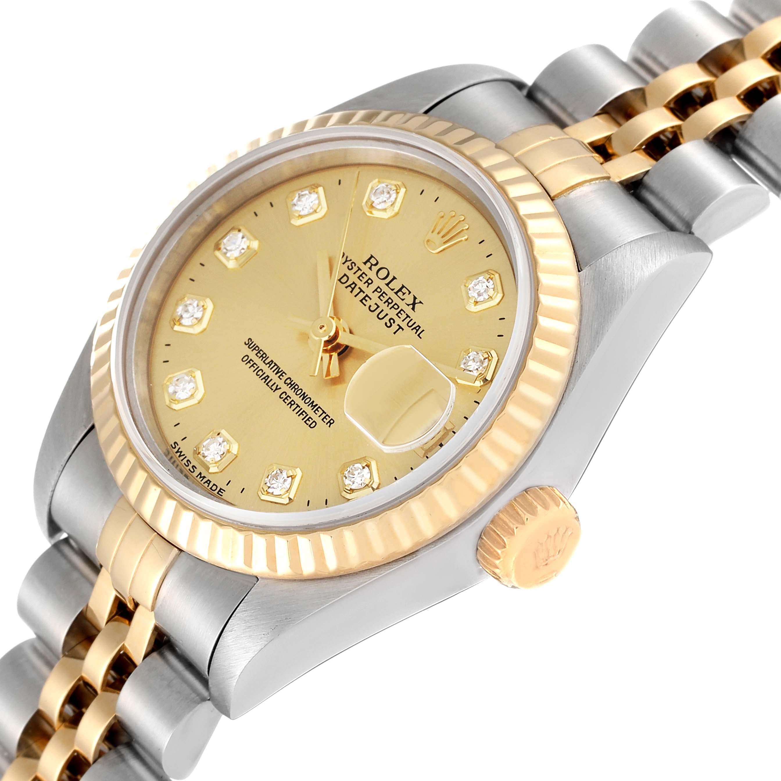 Rolex Datejust Steel Yellow Gold Diamond Dial Ladies Watch 69173 1