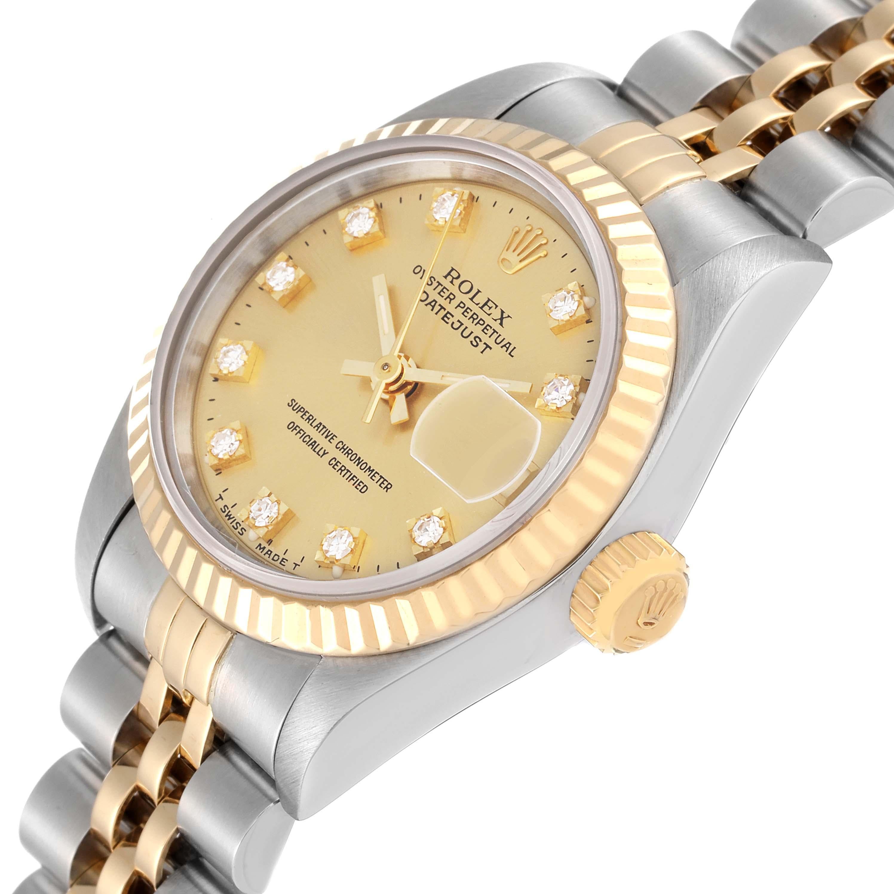 Women's Rolex Datejust Steel Yellow Gold Diamond Dial Ladies Watch 69173