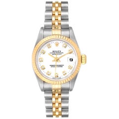 Rolex Datejust Steel Yellow Gold Diamond Dial Ladies Watch 69173