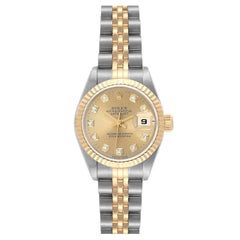 Rolex Datejust Steel Yellow Gold Diamond Dial Ladies Watch 69173