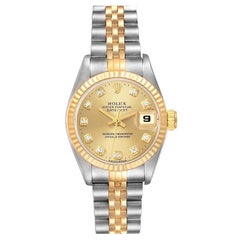 Rolex Datejust Steel Yellow Gold Diamond Dial Ladies Watch 69173