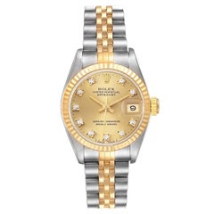Rolex Datejust Steel Yellow Gold Diamond Dial Ladies Watch 69173
