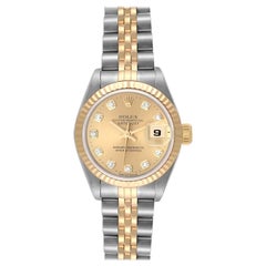 Rolex Datejust Steel Yellow Gold Diamond Dial Ladies Watch 69173