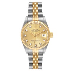Rolex Datejust Steel Yellow Gold Diamond Dial Ladies Watch 69173