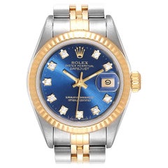 Vintage Rolex Datejust Steel Yellow Gold Diamond Dial Ladies Watch 69173