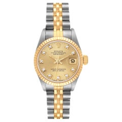 Rolex Datejust Steel Yellow Gold Diamond Dial Ladies Watch 69173