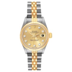 Rolex Datejust Steel Yellow Gold Diamond Dial Ladies Watch 69173