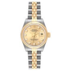 Rolex Datejust Damenuhr 69173 aus Stahl mit Gelbgold und Diamant-Zifferblatt