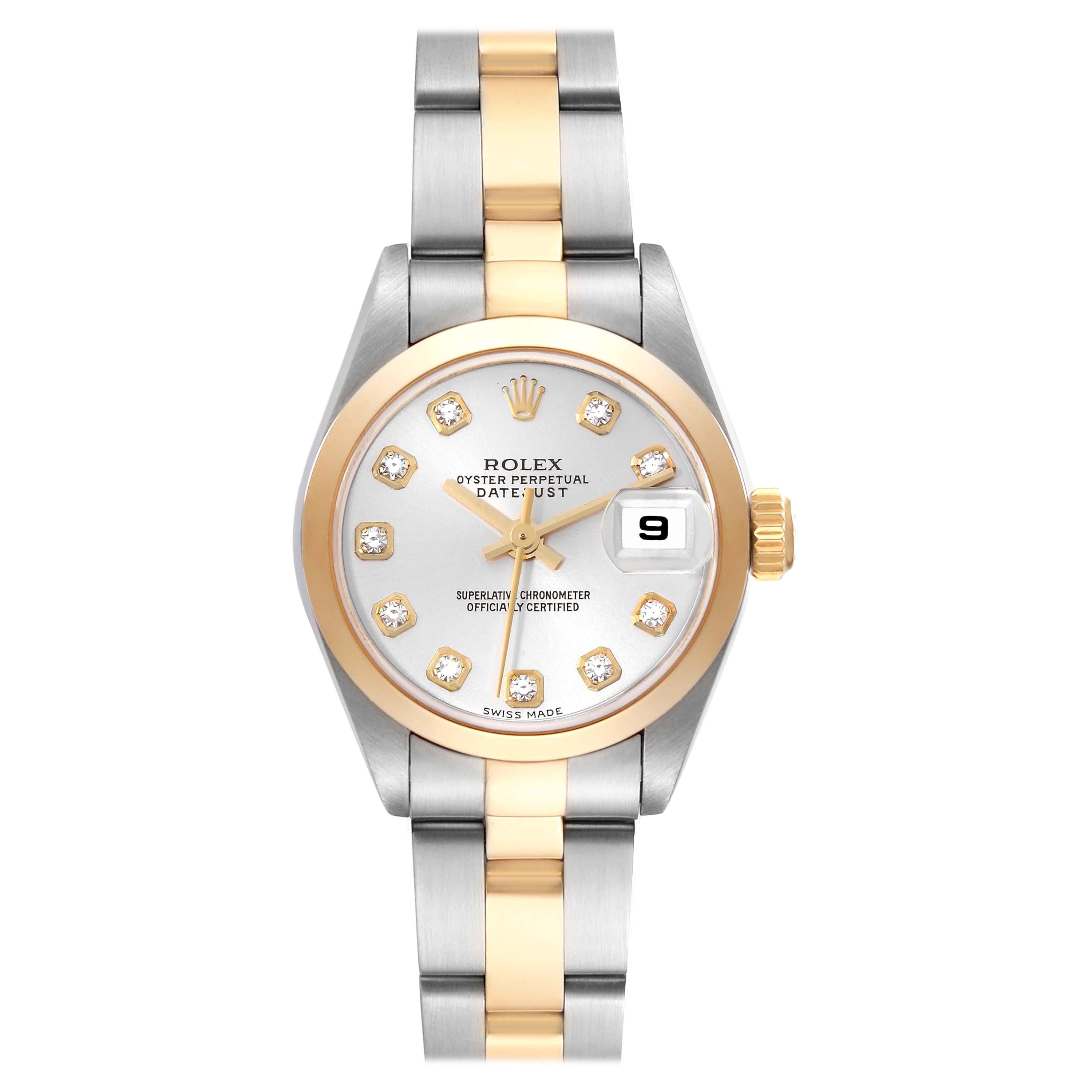 Rolex Datejust Steel Yellow Gold Diamond Dial Ladies Watch 79163 Box Papers