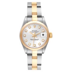 Rolex Datejust Steel Yellow Gold Diamond Dial Ladies Watch 79163 Box Papers