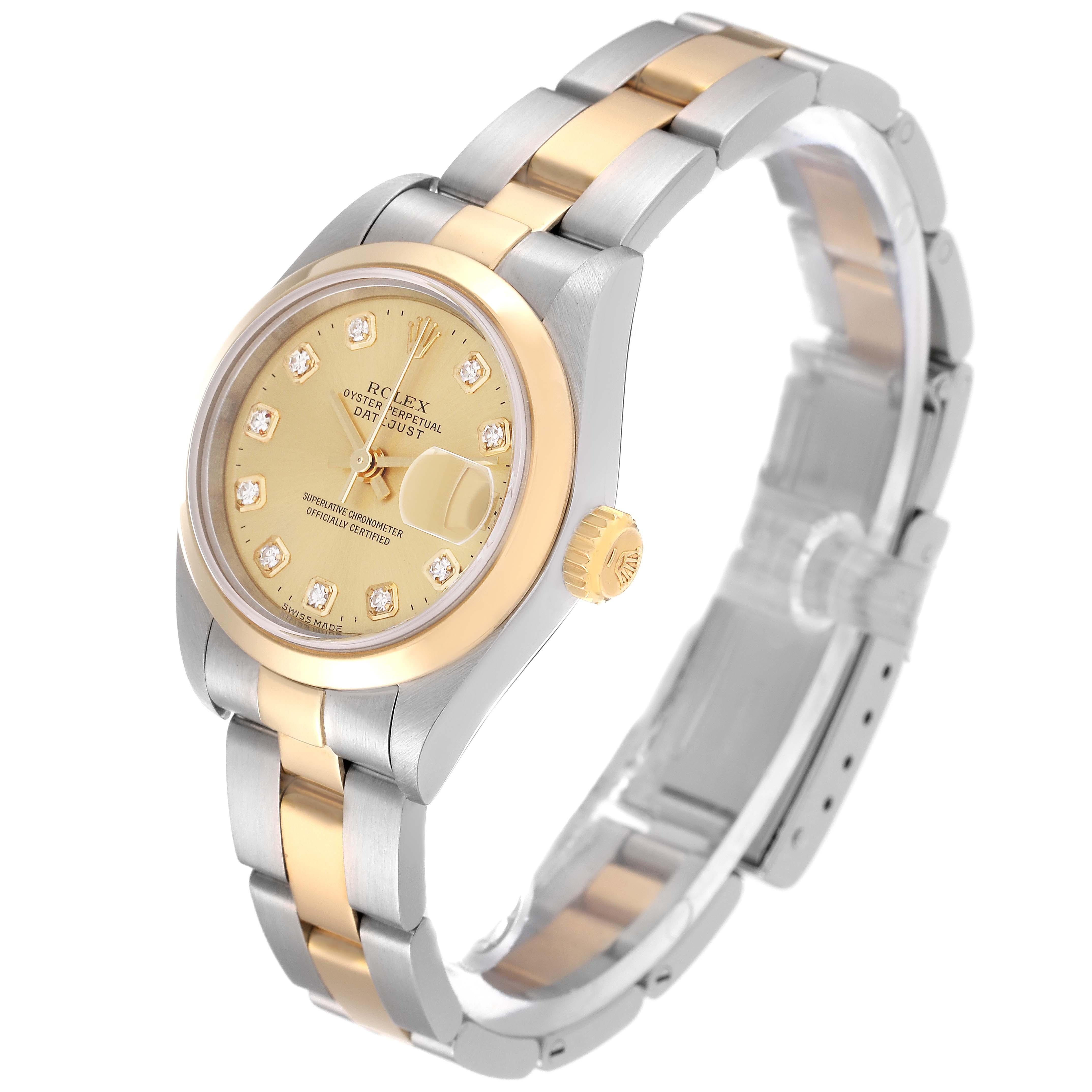 Women's Rolex Datejust Steel Yellow Gold Diamond Dial Ladies Watch 79163 Papers